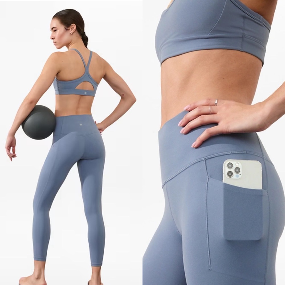 Athleta Salutation Stash High Rise 7/8 Legging Shadow Blue Size Large - Picture 2 of 11